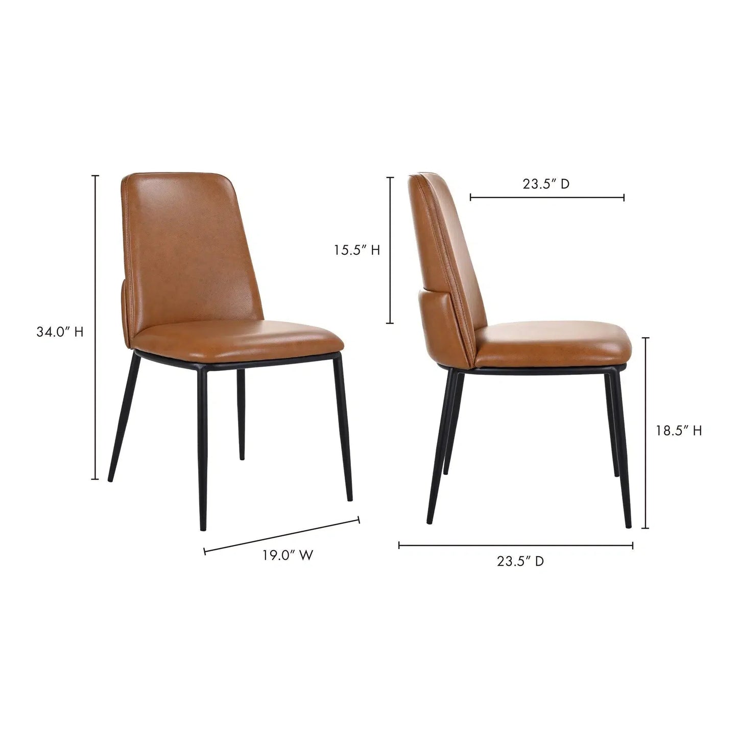 Douglas Leather Upholstered Armless Dining Chair (Set Of 2)