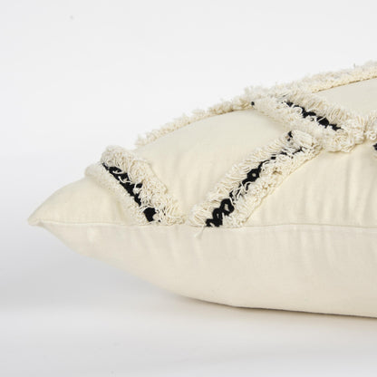 Edie Diamond White & Black Throw Pillow With Down Insert Throw Pillows LOOMLAN By LOOMLAN