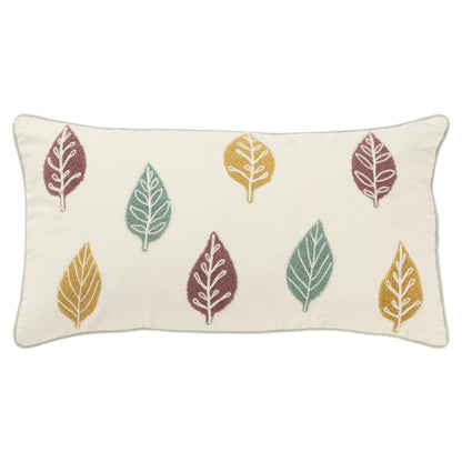 Embroidered Botanical Gold Lumbar Pillow With Insert Throw Pillows LOOMLAN By LOOMLAN