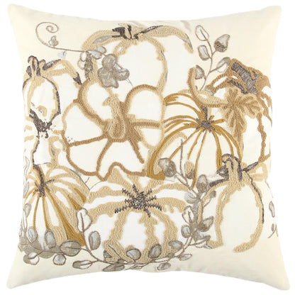 Embroidery Pumpkins Khaki Pillow With Insert Throw Pillows LOOMLAN By LOOMLAN