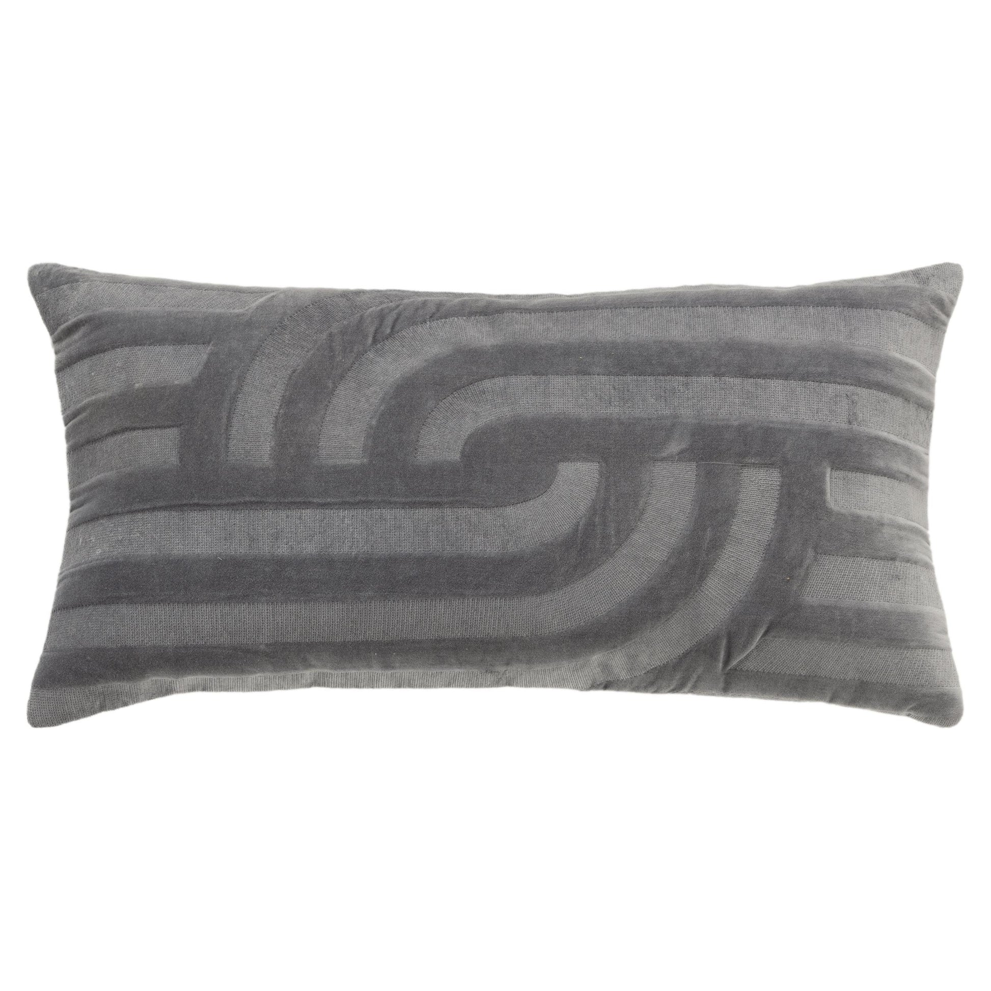 Emy Embroidered Abstract Lumbar Pillow Covers With Insert Throw Pillows LOOMLAN By LOOMLAN