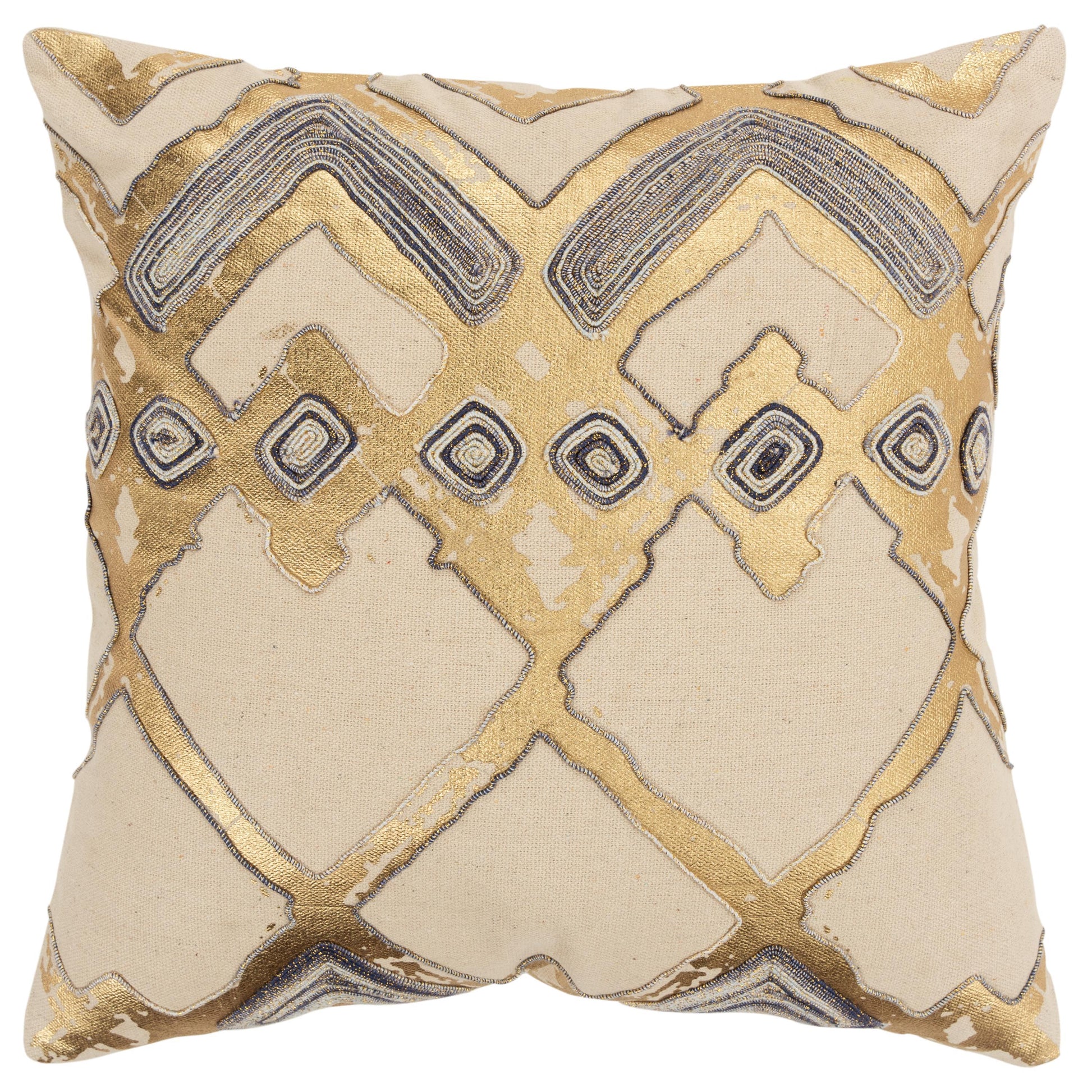 Farro Gold Metallic Pillow With Insert Throw Pillows LOOMLAN By LOOMLAN