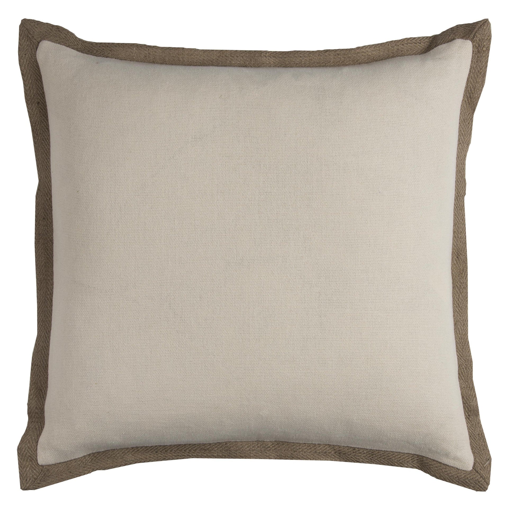 Flanged Ivory Throw Pillow With Down Insert Throw Pillows LOOMLAN By LOOMLAN