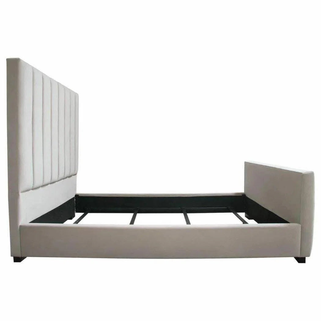 Tufted Light Grey Velvet Bed Frame