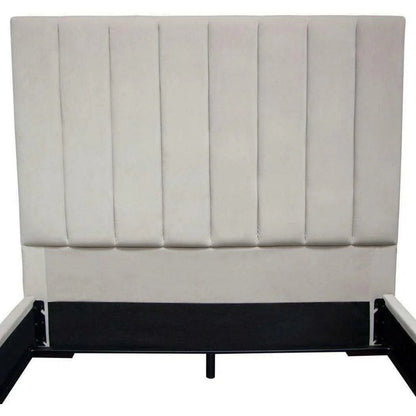 Tufted Light Grey Velvet Bed Frame