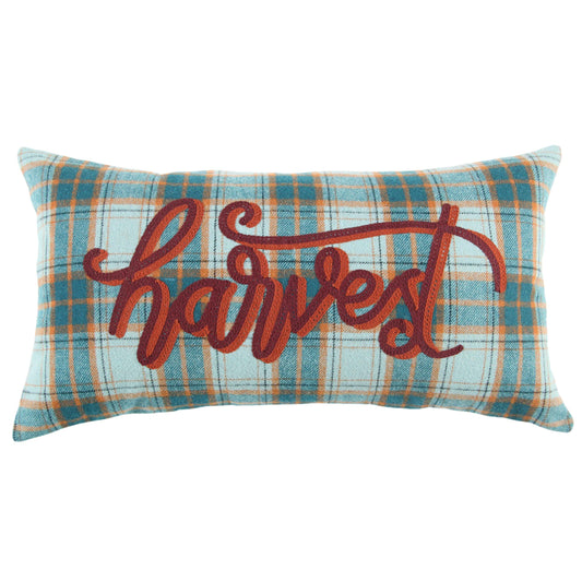 Harvest Teal Lumbar Pillow With Insert Throw Pillows LOOMLAN By LOOMLAN