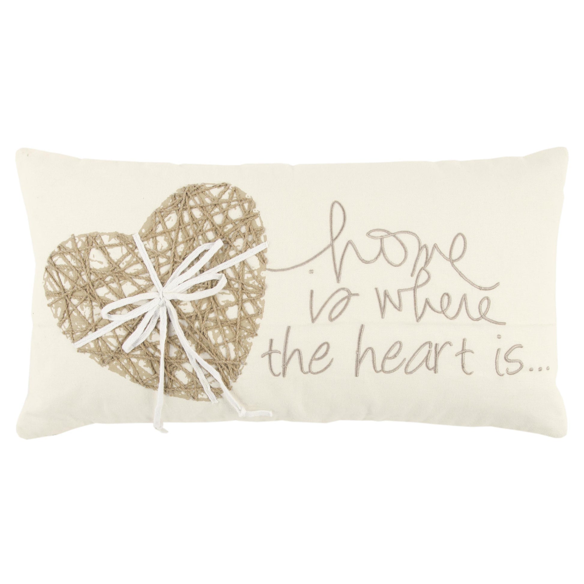 Heart White & Gold Lumbar Pillow With Insert Throw Pillows LOOMLAN By LOOMLAN