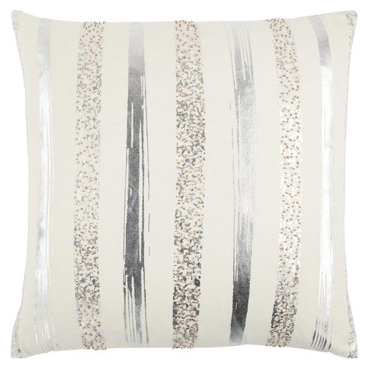 Ivory Jill Silver Or Gold Metallic Throw Pillow Throw Pillows LOOMLAN By LOOMLAN