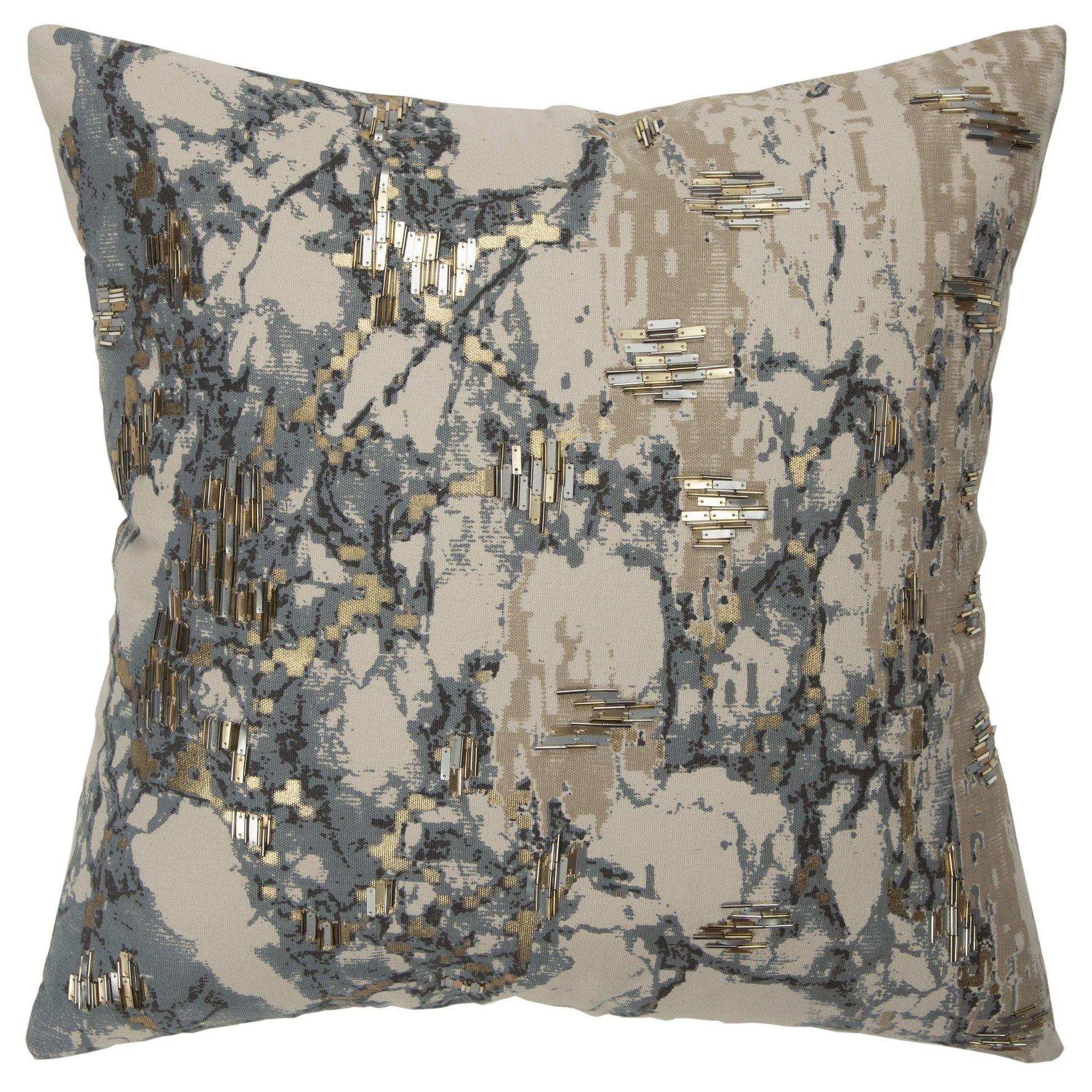 Jimmy Gray & Gold Pillow With Insert Throw Pillows LOOMLAN By LOOMLAN