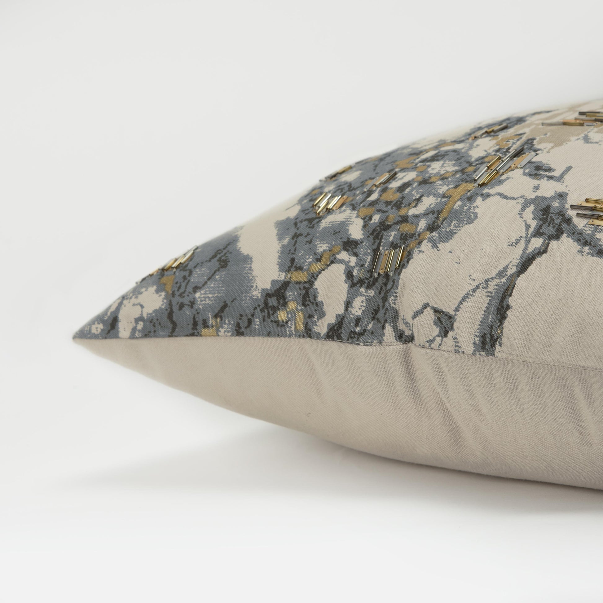 Jimmy Gray & Gold Pillow With Insert Throw Pillows LOOMLAN By LOOMLAN