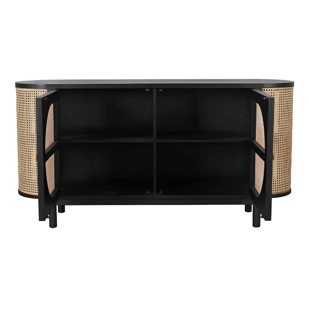 Joelle Cabinet Black / Natural Sideboards LOOMLAN By Artesia