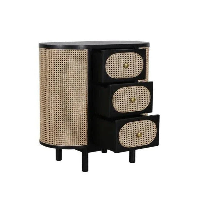 Joelle Two-Tone Rattan Nightstand Bedside Table Nightstands LOOMLAN By Artesia