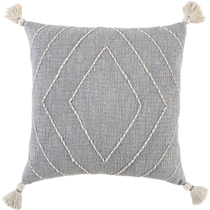 Juno Diamond Grey Throw Pillow With Down Insert Throw Pillows LOOMLAN By LOOMLAN