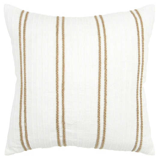 Jute White Throw Pillow With Down Insert Throw Pillows LOOMLAN By LOOMLAN