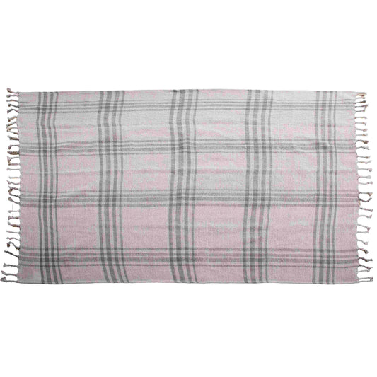 LOOMLAN Kay Grey Plaid Outdoor Throw Blanket