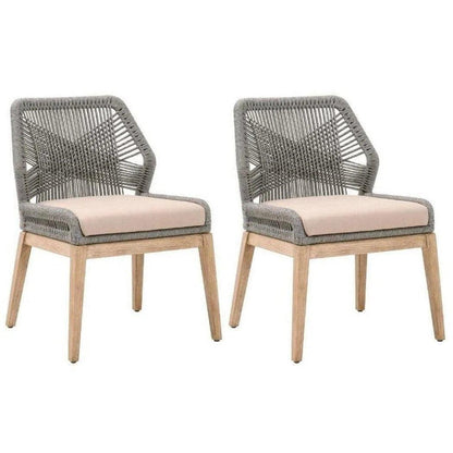 Loom Fabric Upholstered Armless Dining Chair (Set Of 2)