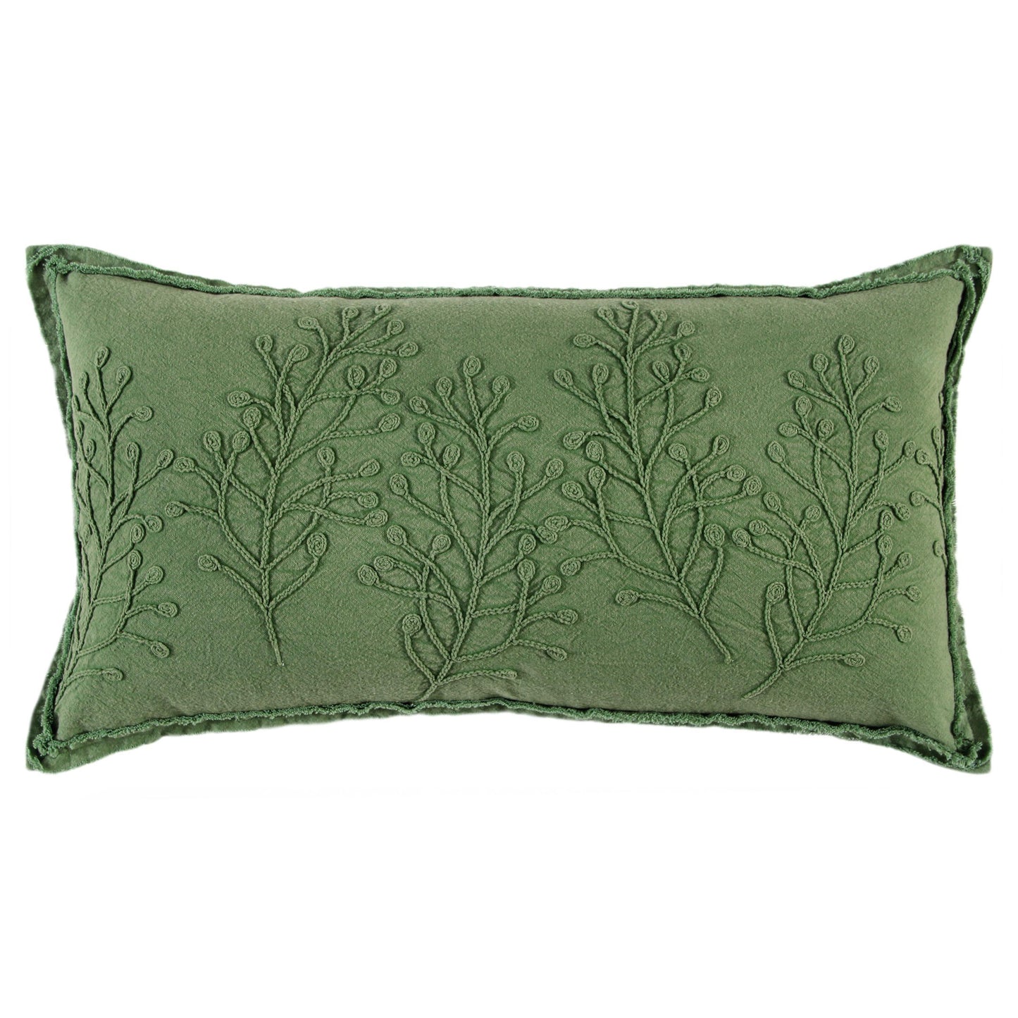 Madea Embroidered Botanical Long Lumbar Decorative Pillow Throw Pillows LOOMLAN By LOOMLAN