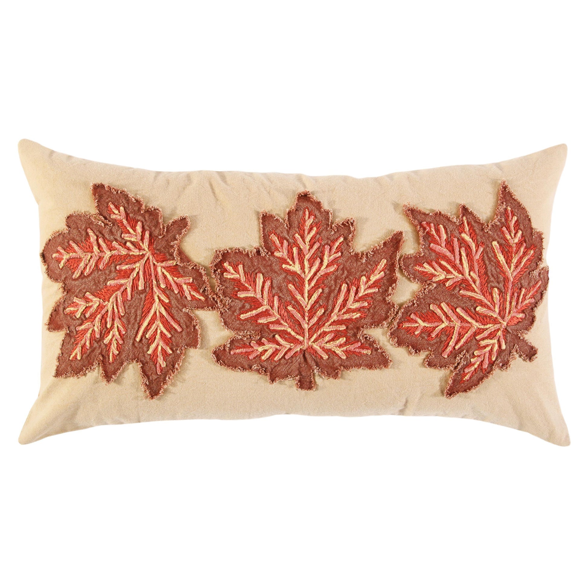 Maple Leaf Beige Lumbar Decorative Pillow Throw Pillows LOOMLAN By LOOMLAN