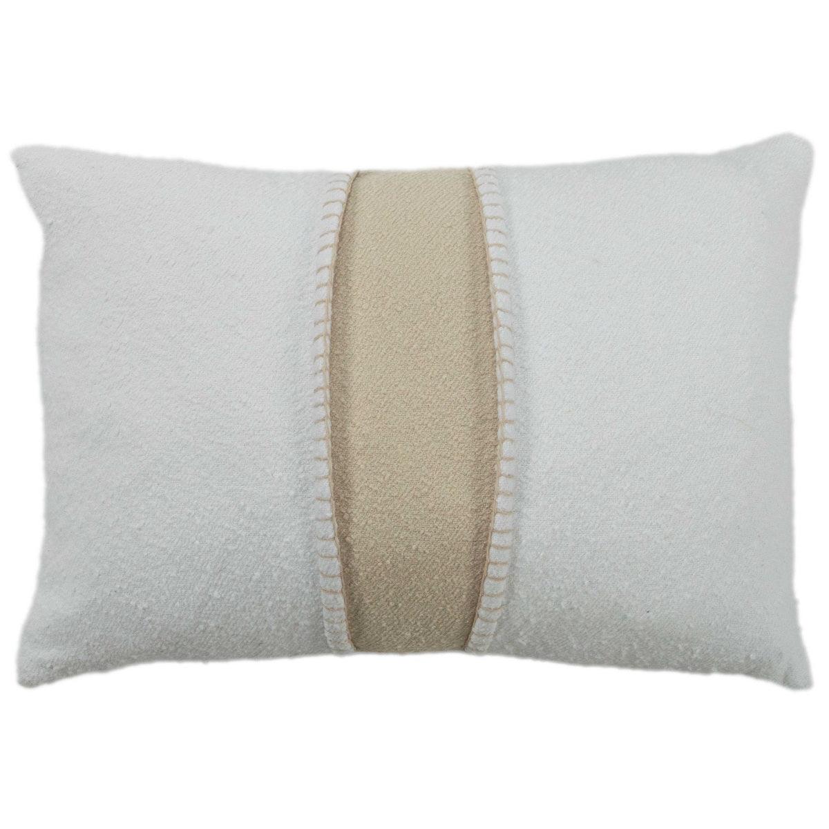 Margo Striped White Lumbar Pillow With Insert Throw Pillows LOOMLAN By LOOMLAN