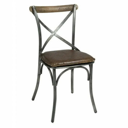 Metal Crossback Leather Armless Dining Chair (Set Of 2)