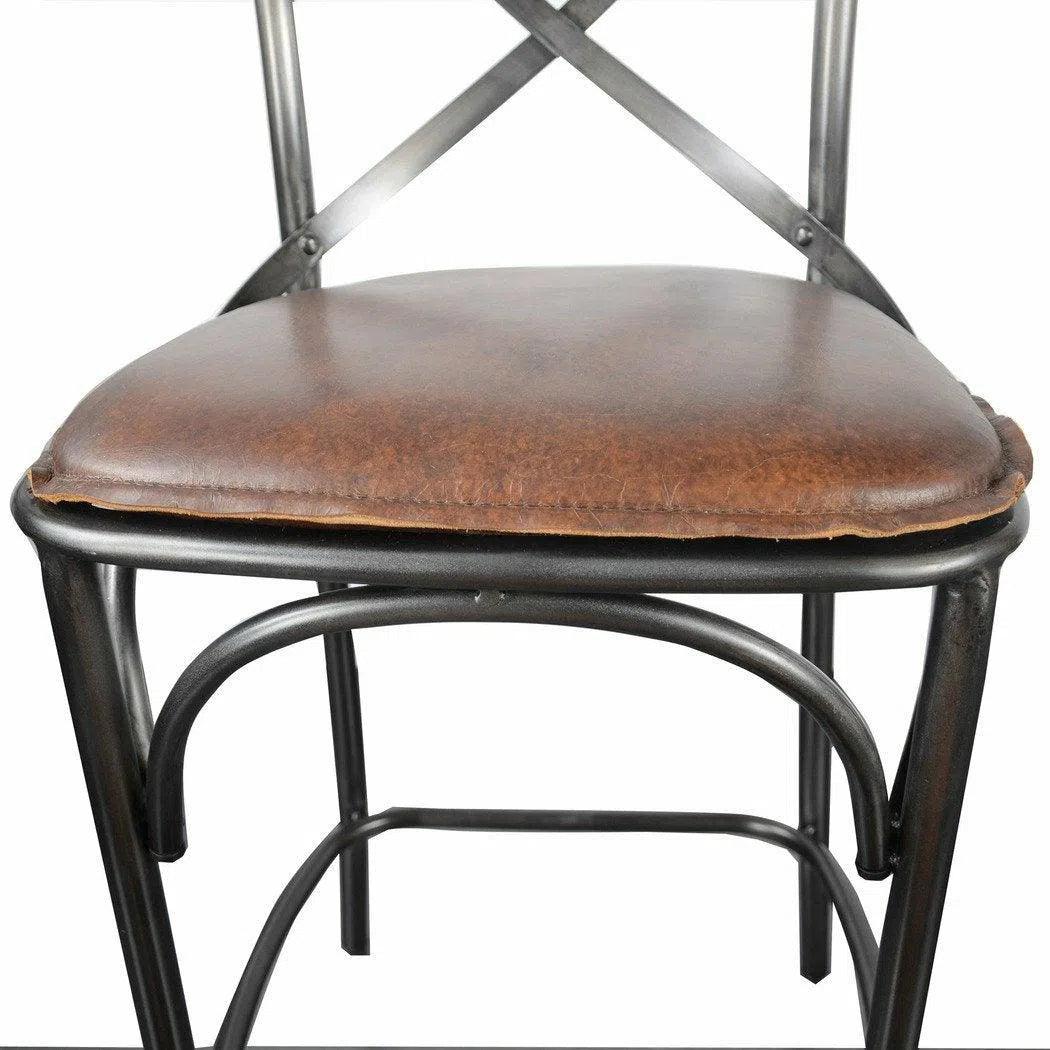 Metal Crossback Leather Armless Dining Chair (Set Of 2)