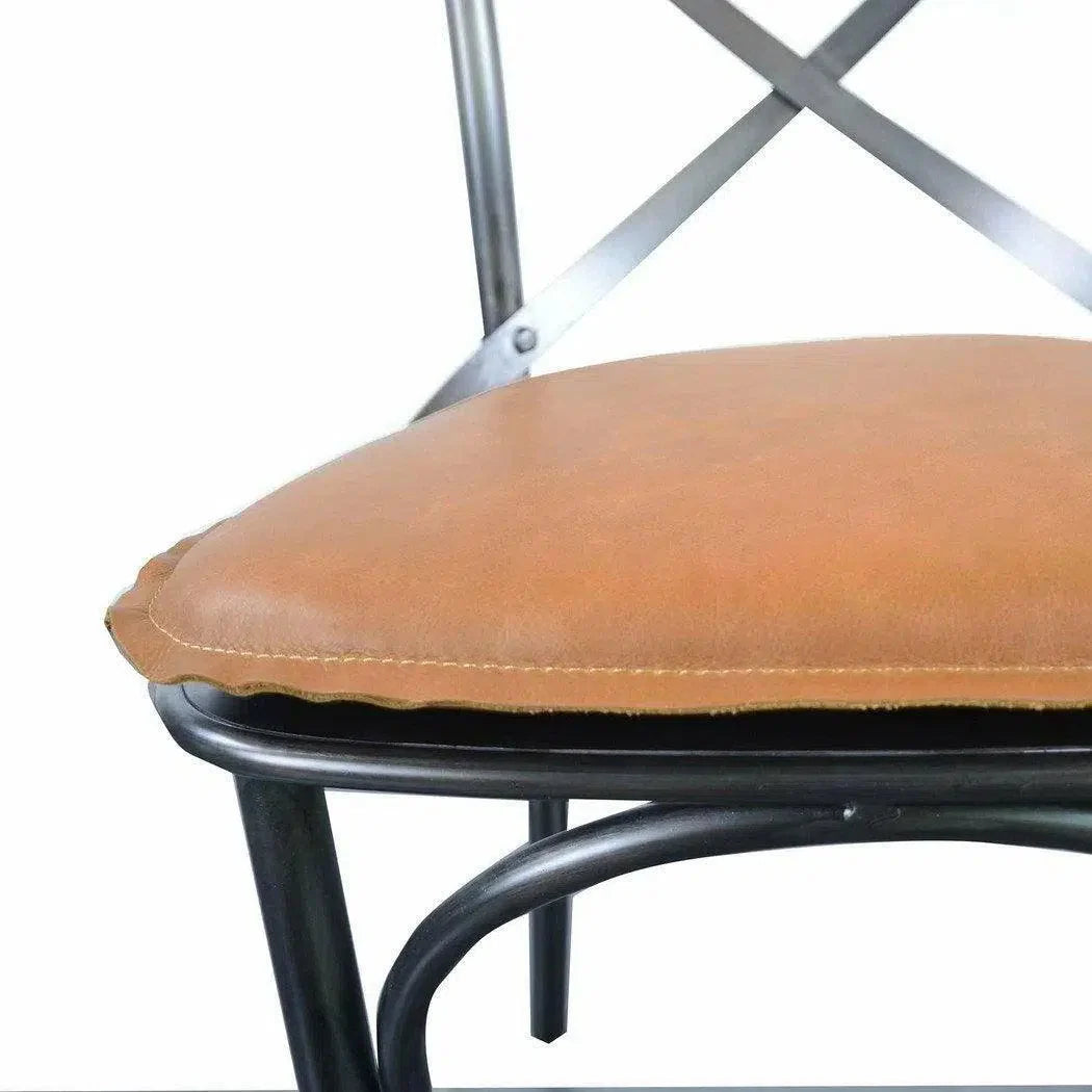 Metal Crossback Leather Armless Dining Chair (Set Of 2)