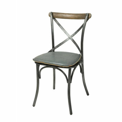 Metal Crossback Leather Armless Dining Chair (Set Of 2)