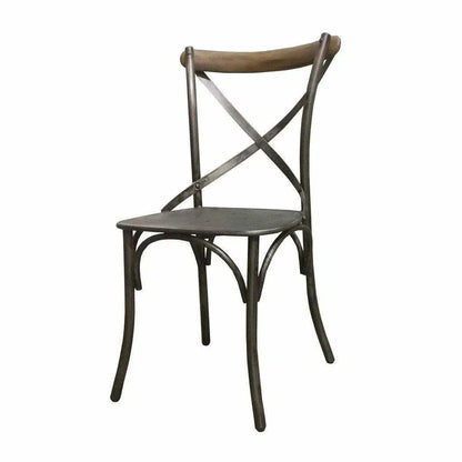 Metal Crossback Leather Armless Dining Chair (Set Of 2)