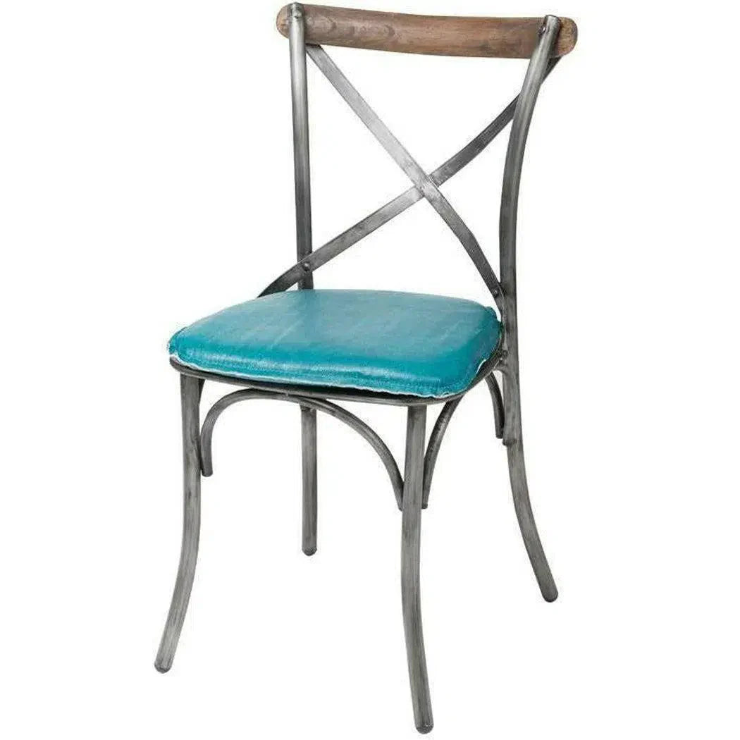 Metal Crossback Leather Armless Dining Chair (Set Of 2)