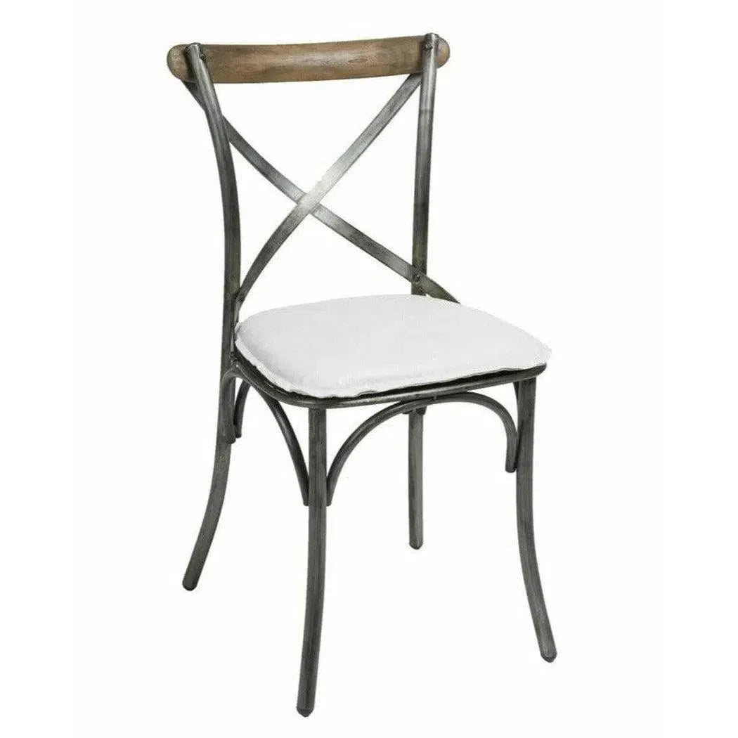 Metal Crossback Leather Armless Dining Chair (Set Of 2)