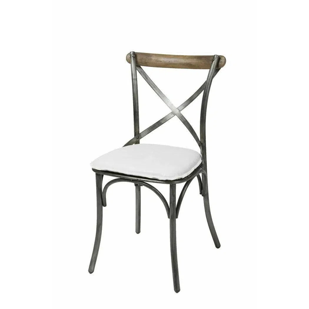 Metal Crossback Leather Armless Dining Chair (Set Of 2)