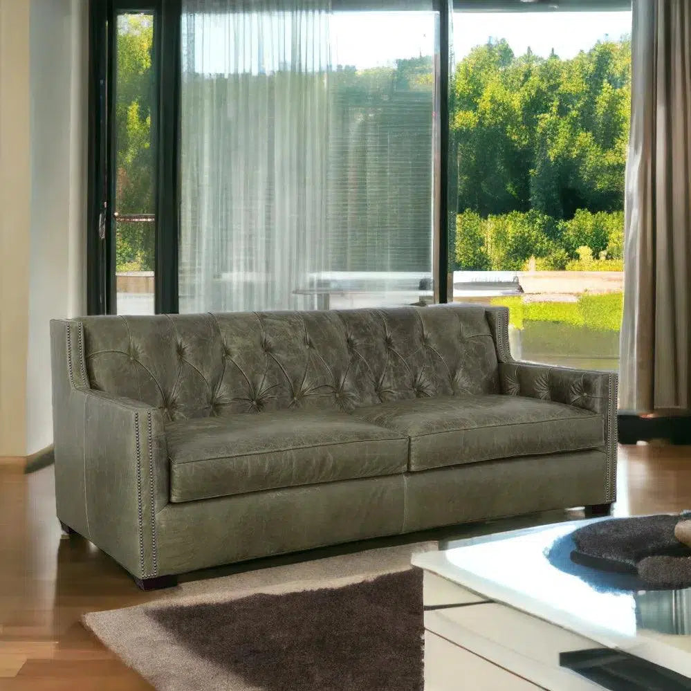 Modern Leather Sofa - 90 Inch Henry Top Grain Leather Couch Sofas & Loveseats LOOMLAN By Uptown Sebastian