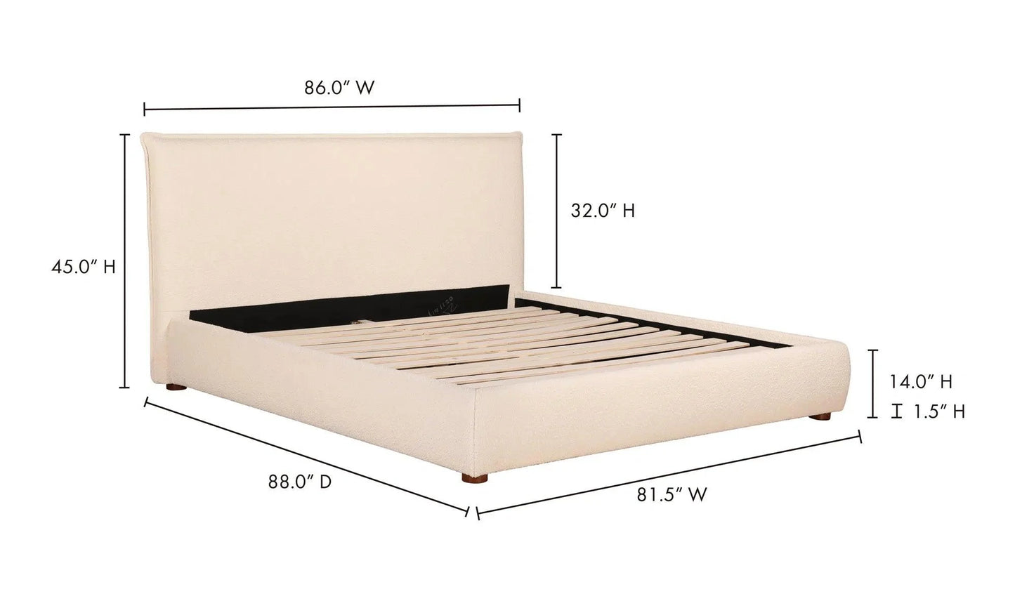 Recharge Boucle Upholstered Cream Bed