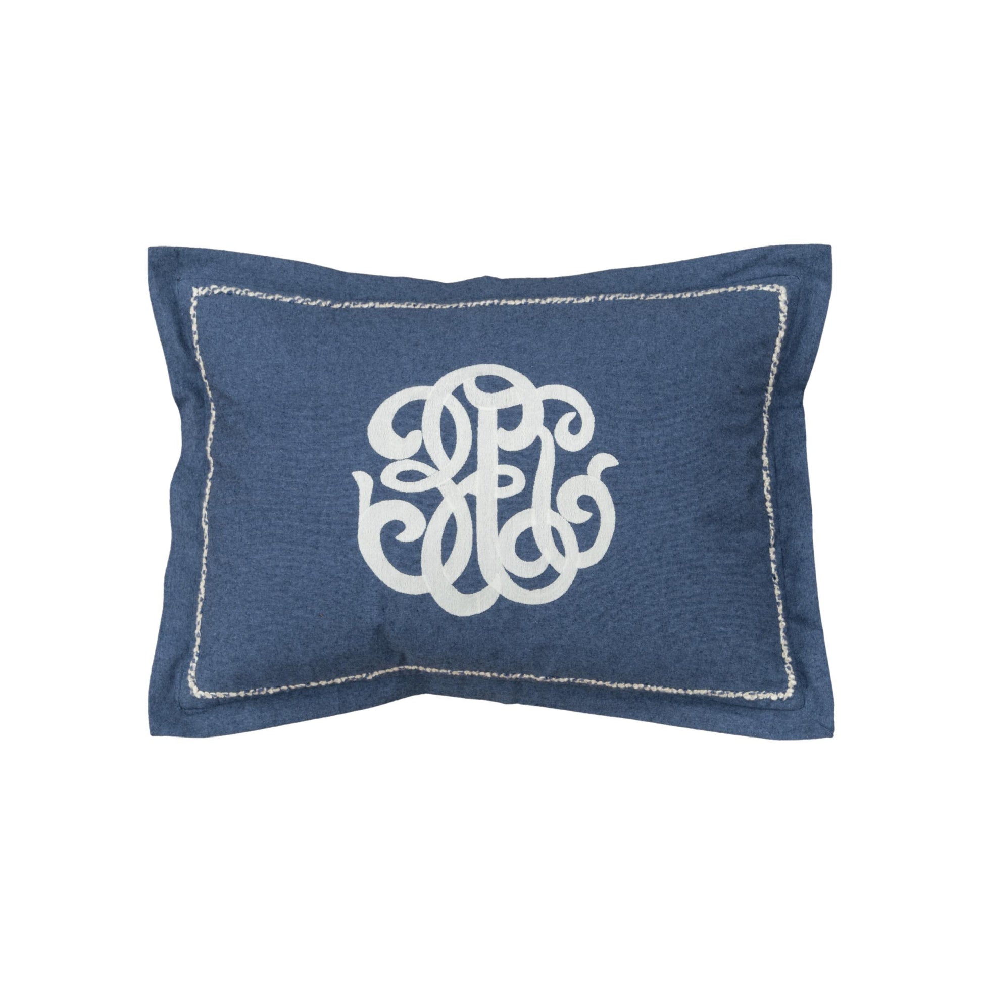 Monogram Blue Lumbar Pillow Covers With Insert June Throw Pillows LOOMLAN By LOOMLAN