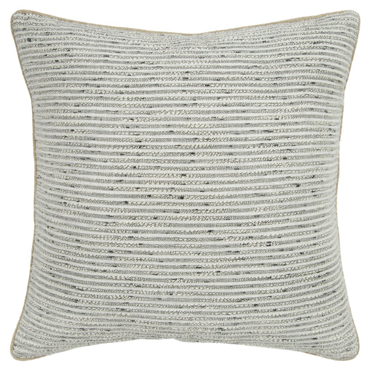 Niko Burlap Gray Throw Pillow With Down Insert Throw Pillows LOOMLAN By LOOMLAN