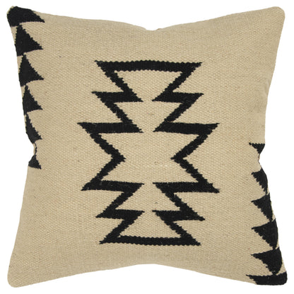 Outback Western White & Black Throw Pillow With Down Insert Throw Pillows LOOMLAN By LOOMLAN