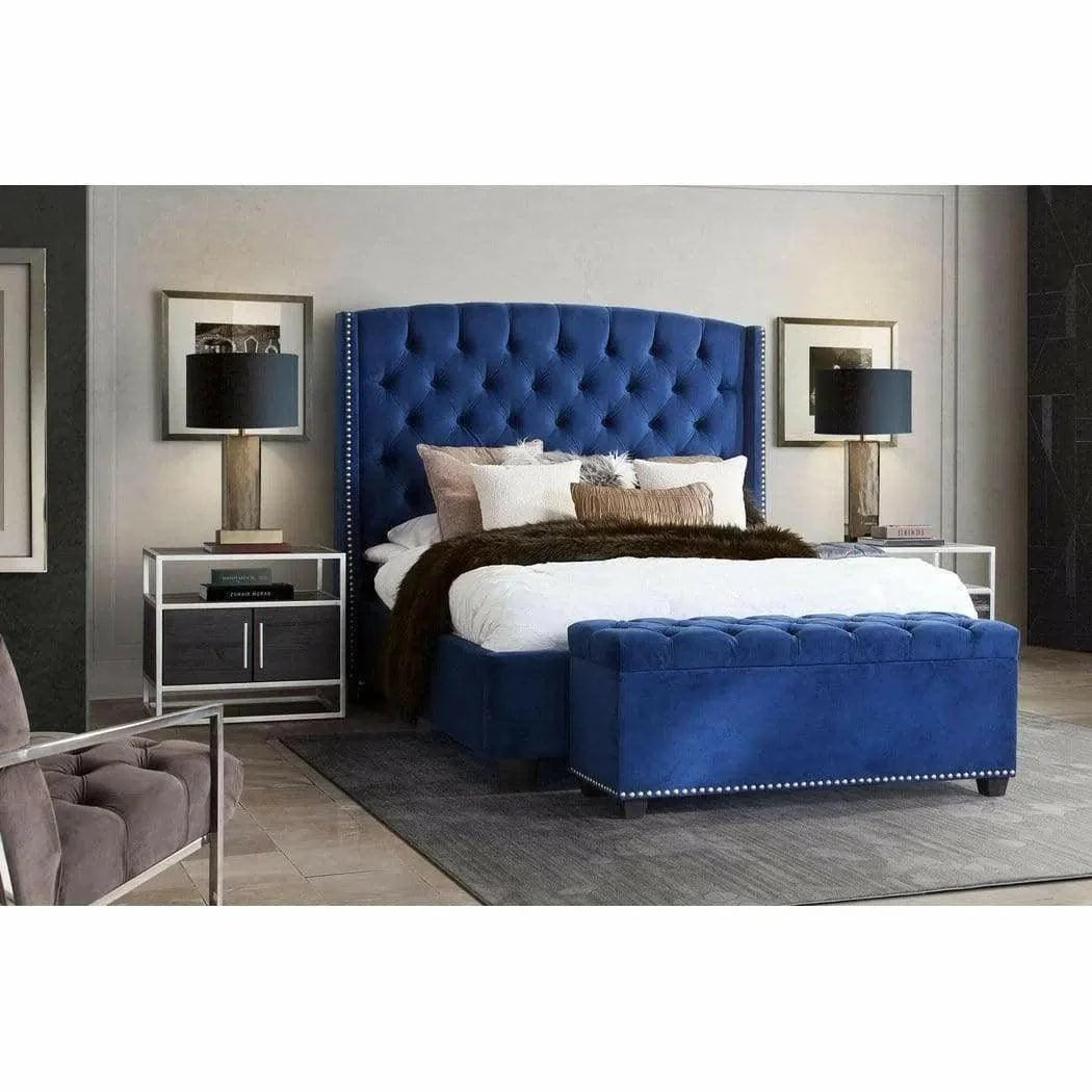 Tufted Royal Blue Velvet Bed Frame