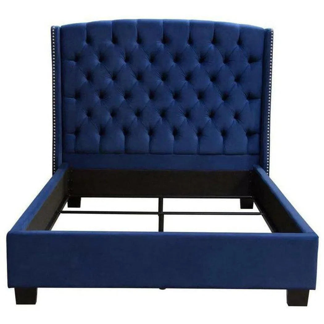 Tufted Royal Blue Velvet Bed Frame