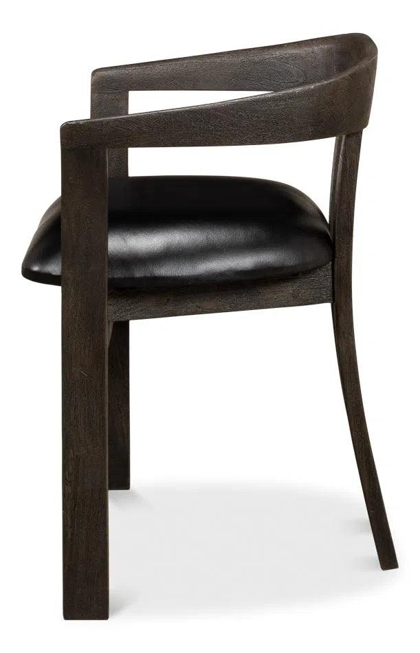 Rift Leather Seat Curved Back Dining Chair (Set Of 2)