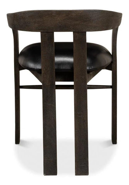 Rift Leather Seat Curved Back Dining Chair (Set Of 2)