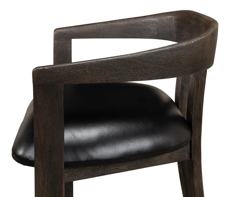 Rift Leather Seat Curved Back Dining Chair (Set Of 2)