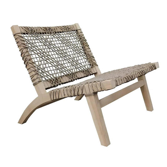 Rope and Teak Wood Patio Lounge Chair Outdoor Accent Chairs LOOMLAN By Artesia