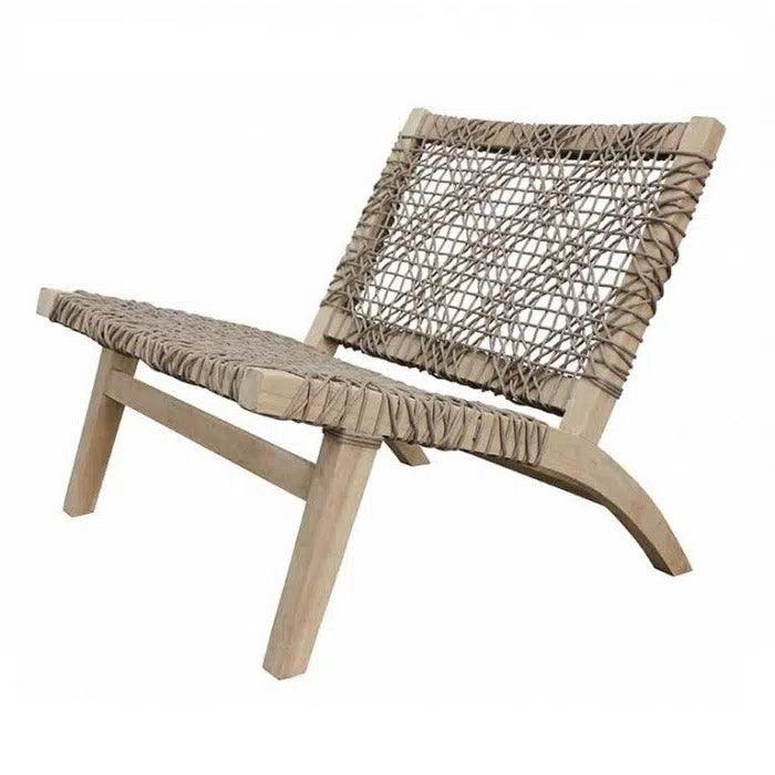 Rope and Teak Wood Patio Lounge Chair Outdoor Accent Chairs LOOMLAN By Artesia