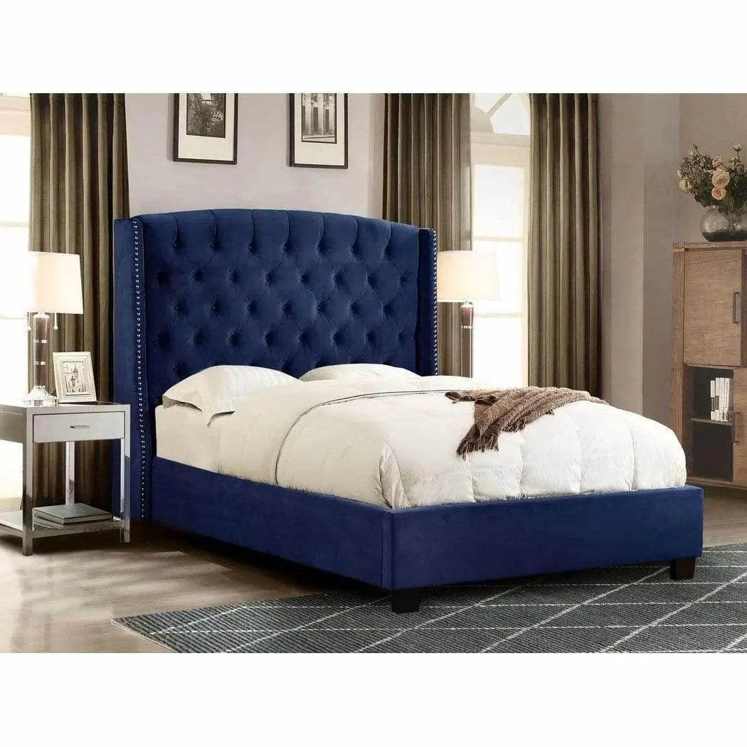 Tufted Royal Blue Velvet Bed Frame