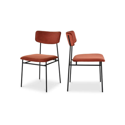 Sailor Polyester and Iron Dark Orange Armless Dining Chair-Set Of Two