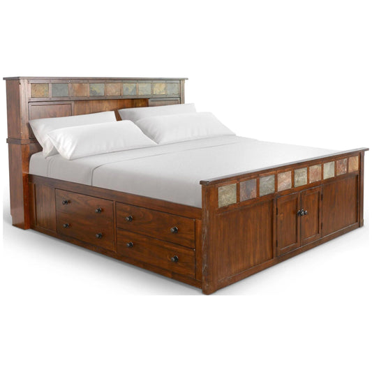 Santa Fe Finish Wooden Dark Brown Storage Bed