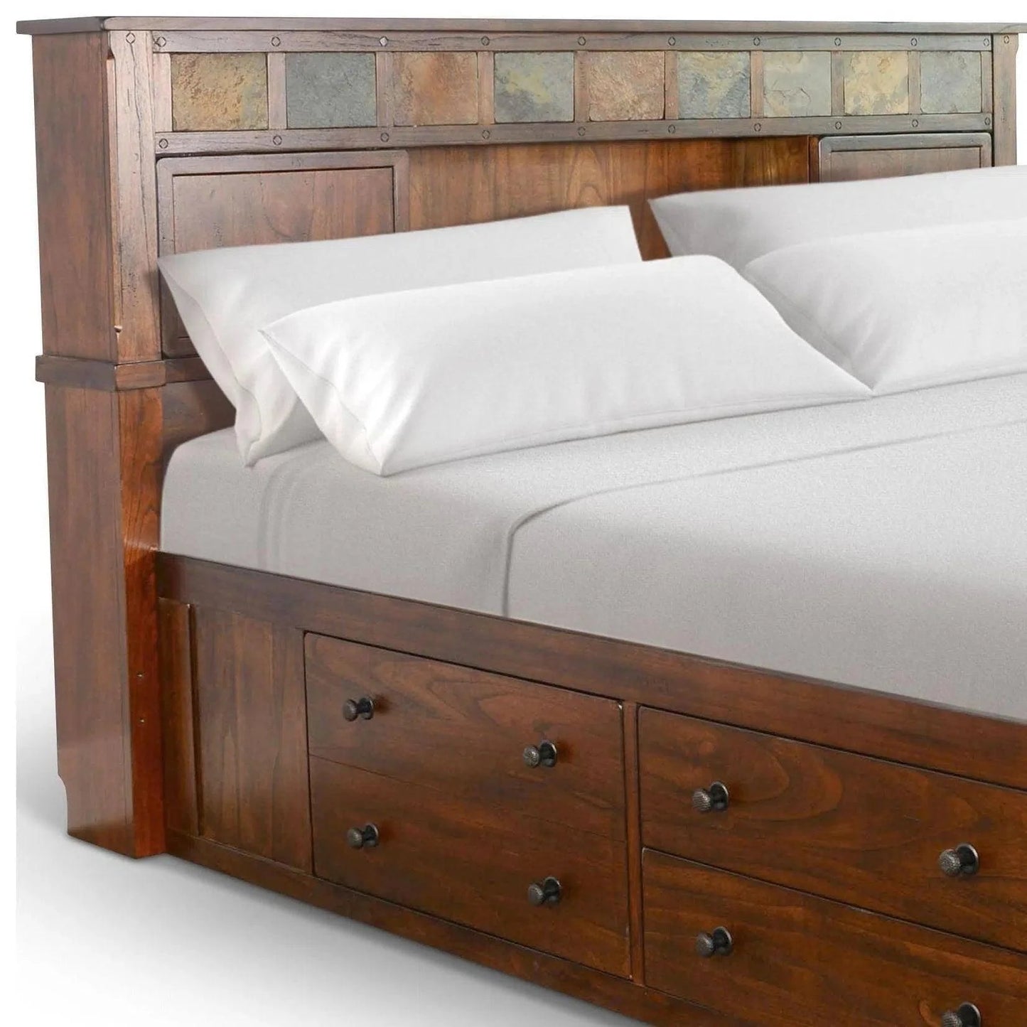 Santa Fe Finish Wooden Dark Brown Storage Bed