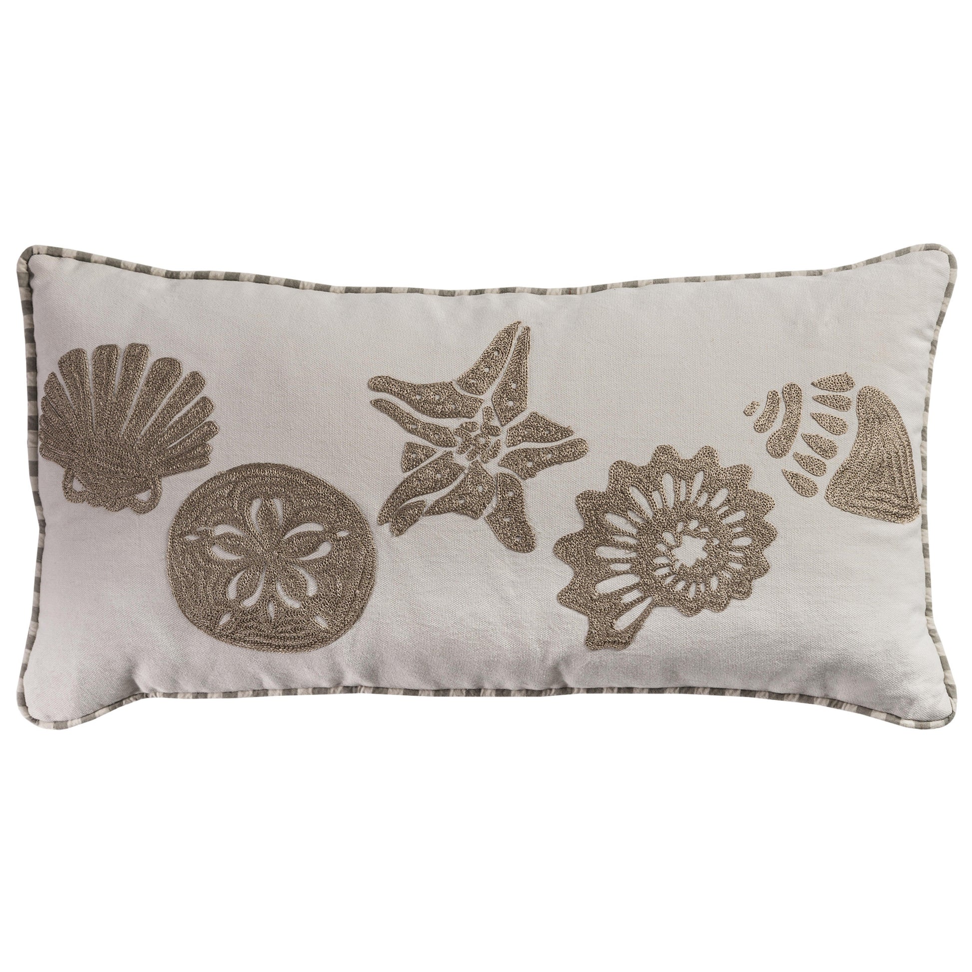 Sea Shells Coastal Brown Lumbar Pillow With Insert Throw Pillows LOOMLAN By LOOMLAN