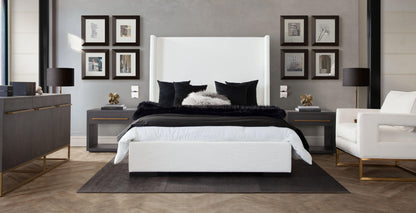 Seattle White Linen Upholstered Bed Frame