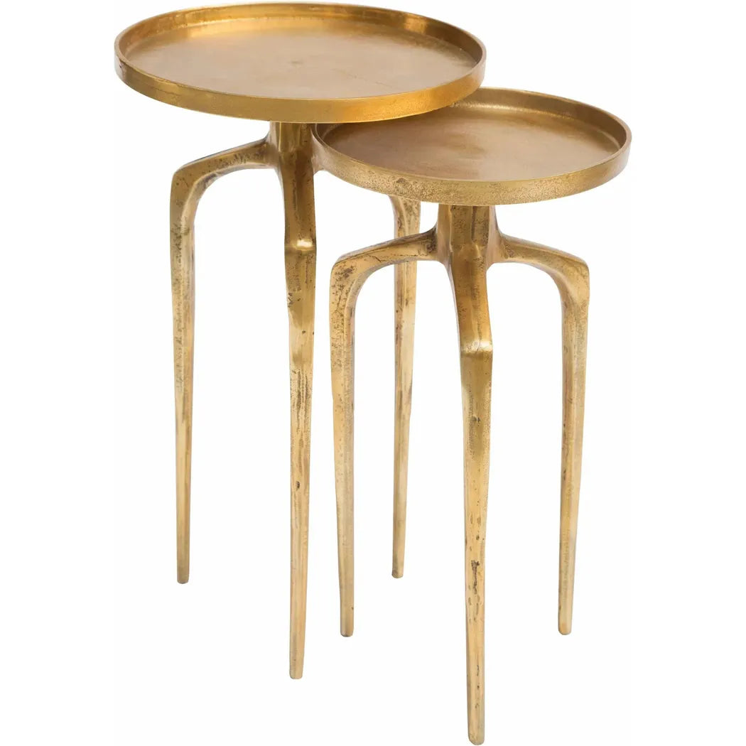 Set of 2 Como Accent Tables Antique Gold Side Tables LOOMLAN By Zuo Modern